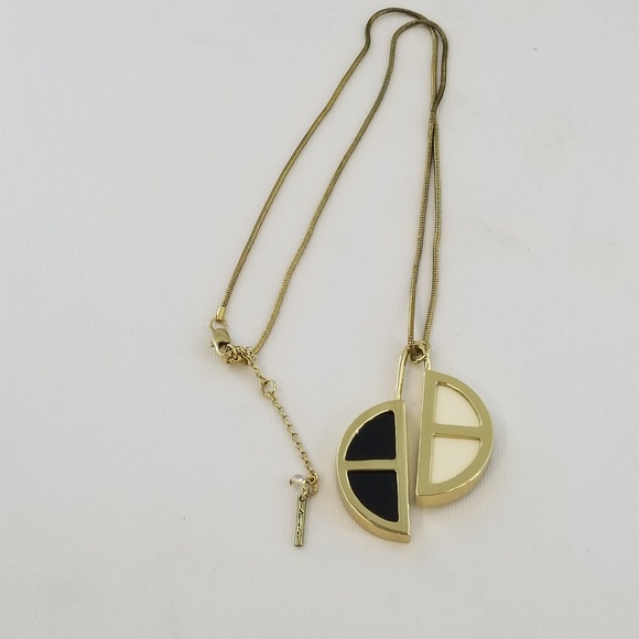 KENNETH COLE Black White Gold Tone Necklace - Picture 7 of 8